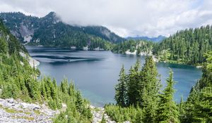 Preview wallpaper lake, nature, mountains, trees