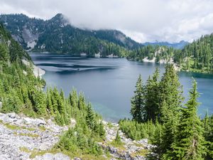 Preview wallpaper lake, nature, mountains, trees