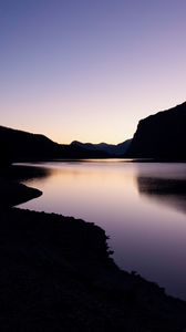 Preview wallpaper lake, night, reservoir, hills, dark