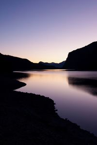 Preview wallpaper lake, night, reservoir, hills, dark