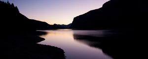 Preview wallpaper lake, night, reservoir, hills, dark