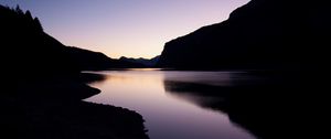 Preview wallpaper lake, night, reservoir, hills, dark