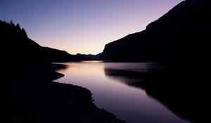 Preview wallpaper lake, night, reservoir, hills, dark