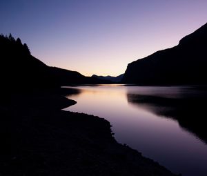 Preview wallpaper lake, night, reservoir, hills, dark