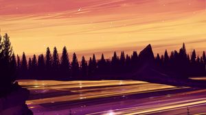 Preview wallpaper lake, night, starry sky, art, landscape