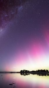 Preview wallpaper lake, night, stars, starry sky, milky way, dark