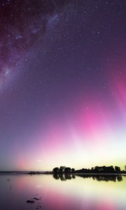 Preview wallpaper lake, night, stars, starry sky, milky way, dark