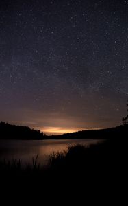 Preview wallpaper lake, night, stars, dark, darkness