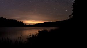 Preview wallpaper lake, night, stars, dark, darkness