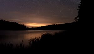 Preview wallpaper lake, night, stars, dark, darkness
