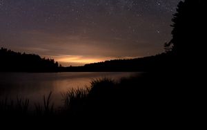 Preview wallpaper lake, night, stars, dark, darkness