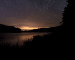 Preview wallpaper lake, night, stars, dark, darkness