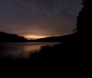 Preview wallpaper lake, night, stars, dark, darkness