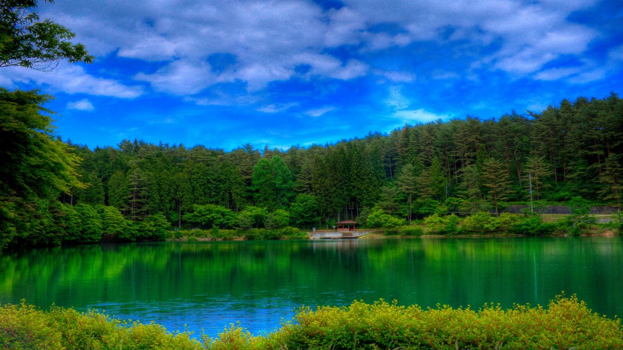 Wallpaper lake, picturesque, colors, green hd, picture, image