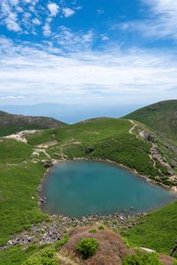 Preview wallpaper lake, plain, hills, grass, landscape