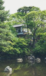 Preview wallpaper lake, pond, japan, building