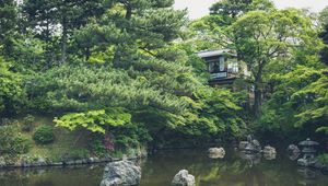 Preview wallpaper lake, pond, japan, building