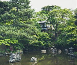 Preview wallpaper lake, pond, japan, building