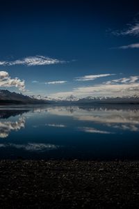 Preview wallpaper lake pukaki, mountains, skyline, new zealand