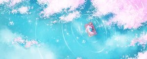 Preview wallpaper lake, raft, silhouette, shore, art