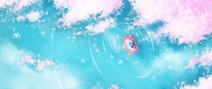 Preview wallpaper lake, raft, silhouette, shore, art