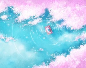 Preview wallpaper lake, raft, silhouette, shore, art