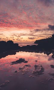 Preview wallpaper lake, reflection, sunset, dark