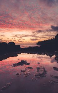 Preview wallpaper lake, reflection, sunset, dark