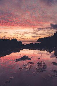 Preview wallpaper lake, reflection, sunset, dark
