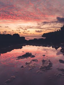 Preview wallpaper lake, reflection, sunset, dark