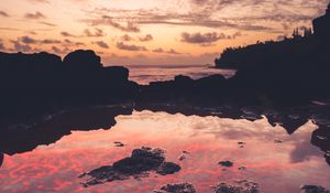 Preview wallpaper lake, reflection, sunset, dark