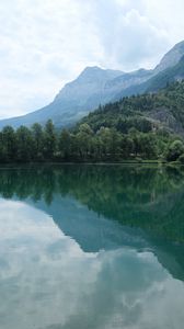 Preview wallpaper lake, reflection, trees, mountains