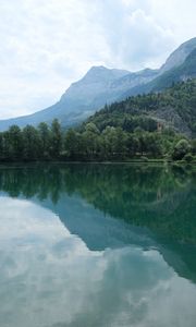 Preview wallpaper lake, reflection, trees, mountains