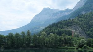 Preview wallpaper lake, reflection, trees, mountains