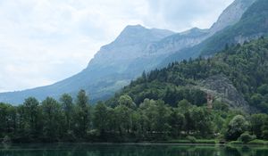 Preview wallpaper lake, reflection, trees, mountains