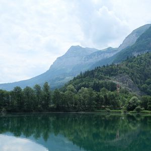 Preview wallpaper lake, reflection, trees, mountains
