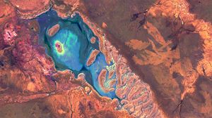 Preview wallpaper lake, relief, nature, aerial view