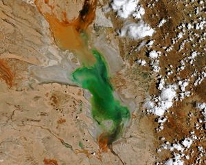 Preview wallpaper lake, relief, surface, aerial view, nature
