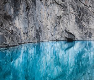 Preview wallpaper lake, rock, cliff, water, mountain