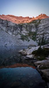 Preview wallpaper lake, rock, mountains, stones, stone