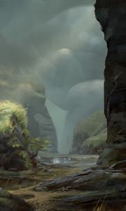 Preview wallpaper lake, rocks, fog, landscape, art