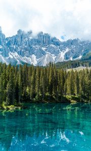 Preview wallpaper lake, rocks, mountains, trees, reflection