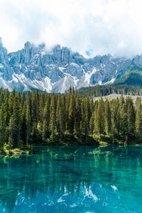 Preview wallpaper lake, rocks, mountains, trees, reflection