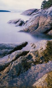 Preview wallpaper lake, rocks, shore, water, island