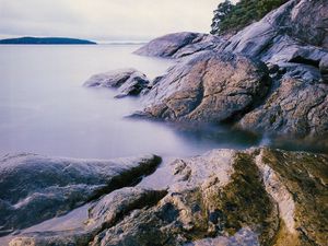 Preview wallpaper lake, rocks, shore, water, island