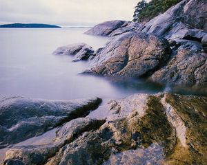 Preview wallpaper lake, rocks, shore, water, island