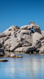 Preview wallpaper lake, rocks, stones, water, nature