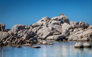 Preview wallpaper lake, rocks, stones, water, nature