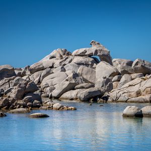 Preview wallpaper lake, rocks, stones, water, nature