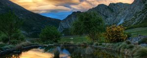 Preview wallpaper lake, round, coast, sky, mountains